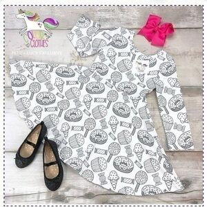 Pete & Lucy Color My Clothes! Yummy in My Tummy long sleeve cotton blend dress